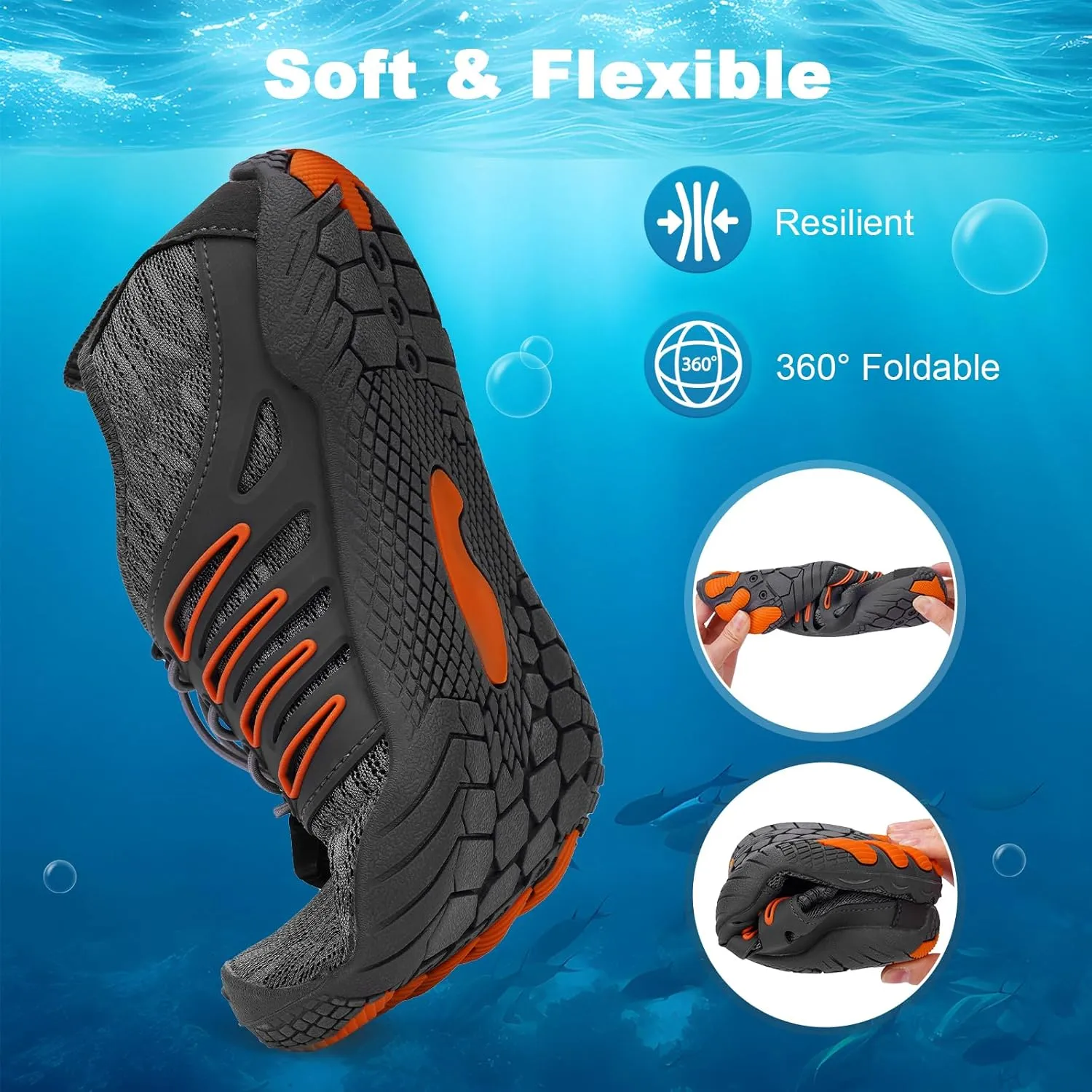 Hike Barefoot Water Shoes for Women Men, Quick-Dry Aqua Footwear Breathable Non-Slip Wide Toe Shoe for Beach Swim River Pool Lake Hiking Kayaking Surfing