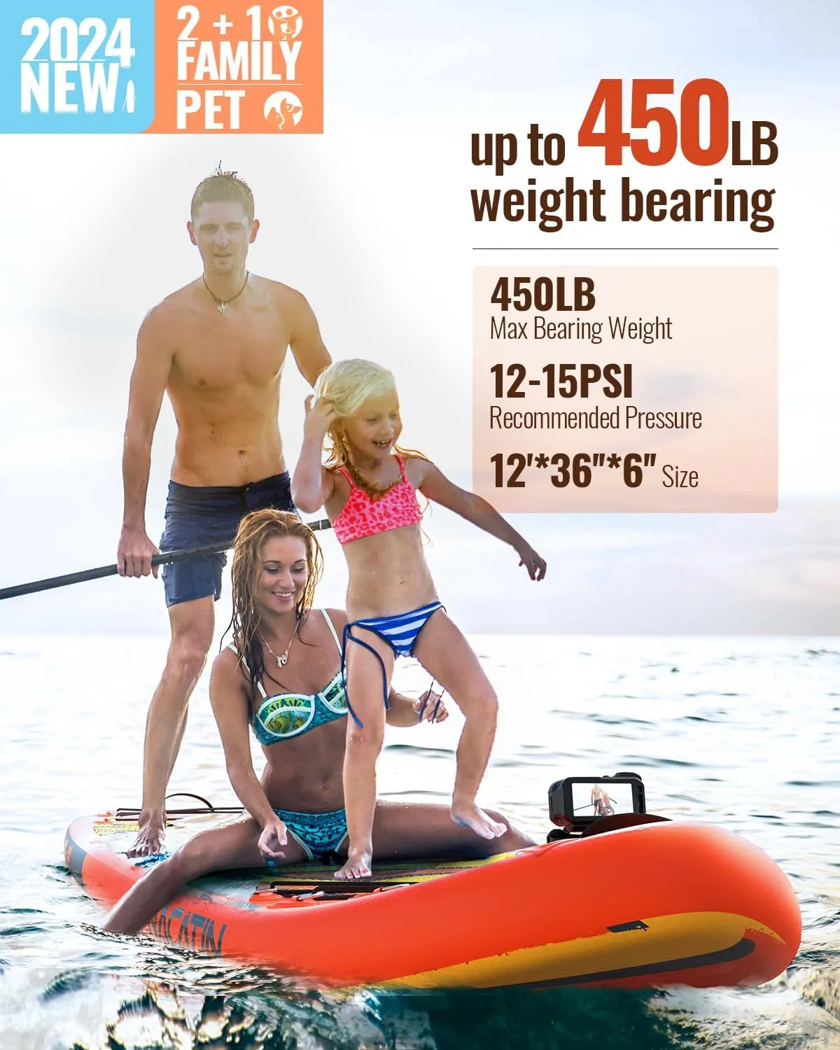 Inflatable Stand Up Paddle Board 12' with Kayak Seat & Dual Paddles  Premium SUP Board for Adults & Families Includes Kayak Conversion Kit, Pump, Leash & Accessories  Stable Wide Deck for Beginners