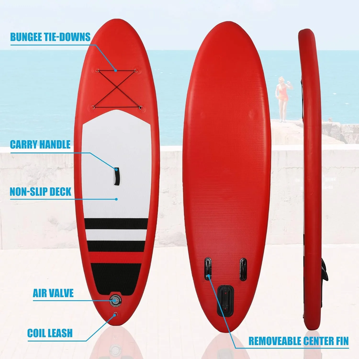 Inflatable Stand Up Paddle Board W SUP Accessories & Backpack Leash Double Action Hand Pump Repair Kit