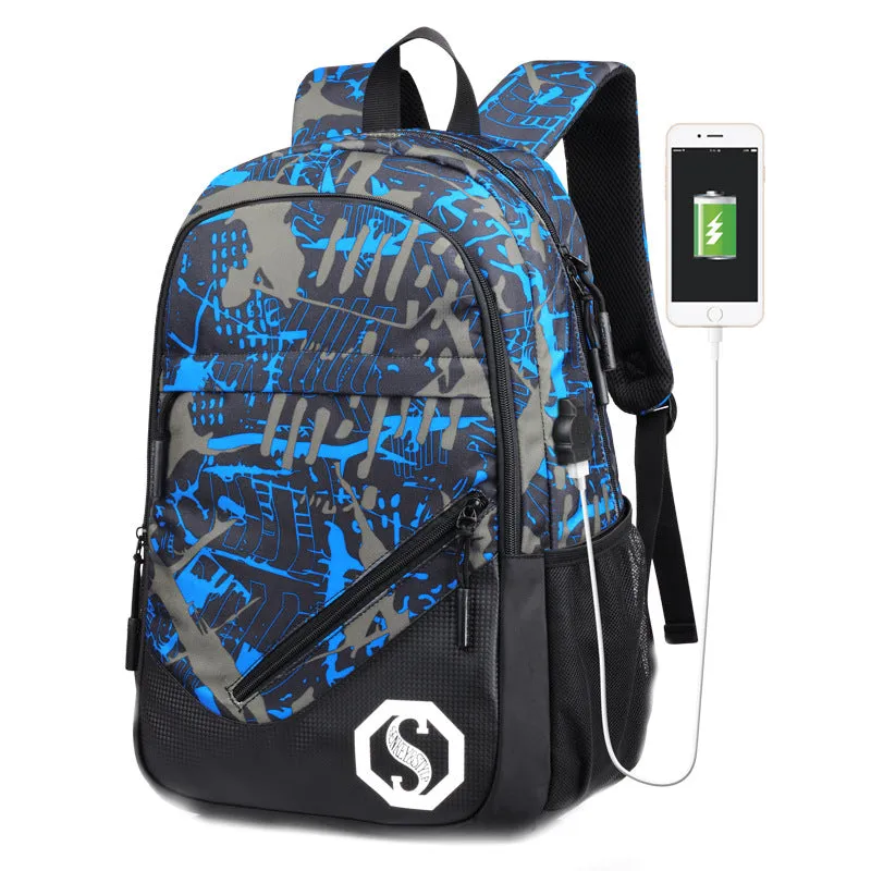 Junior High School Student Schoolbag Three-Piece Casual Oxford Cloth Backpack