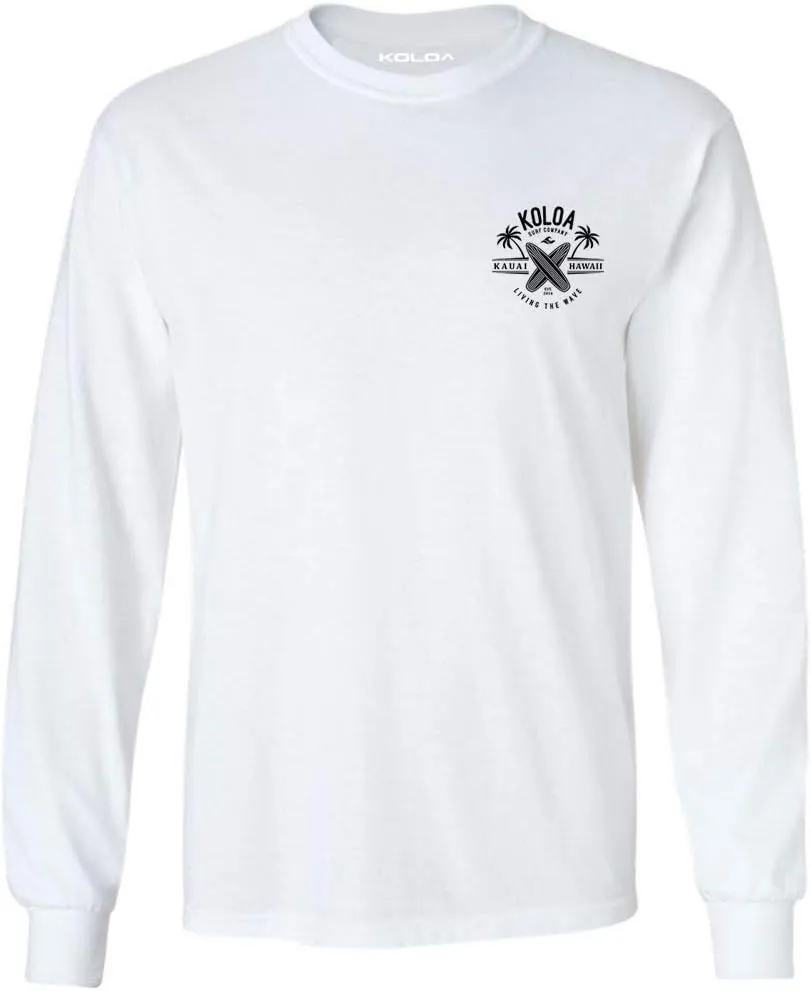 Koloa Surf Mens Kauai Surfboards Logo Long Sleeve Heavy Cotton Tee in Reg, Big and Tall