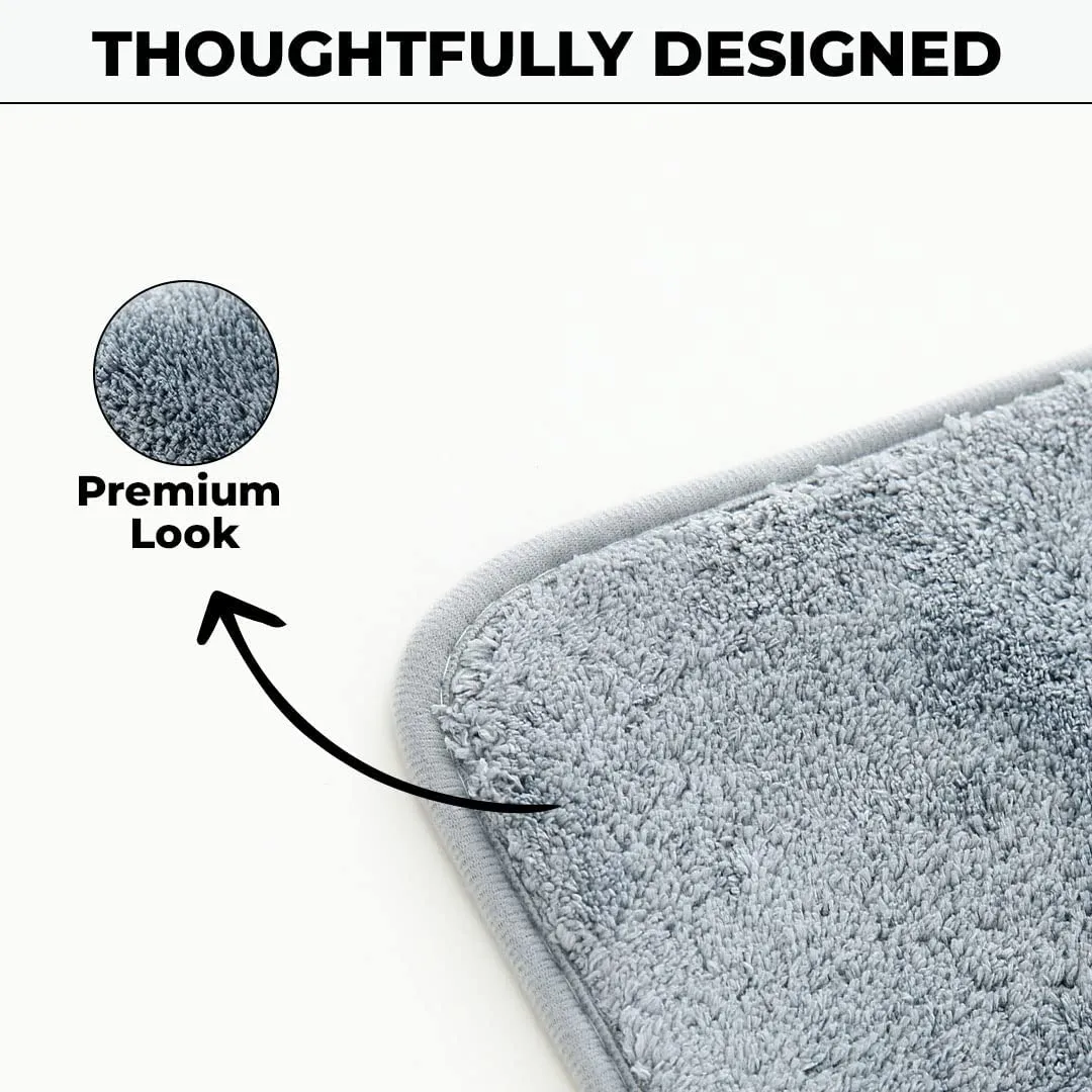 Kuber Industries Luxury Door Mat|Super Absorbent,Non-Slip & Comfortable|Anti Skid Bathroom |Multi-Utility Floor for Living Room,Bedroom,Entrances|40 x 60 cm,Grey, Pack of 5