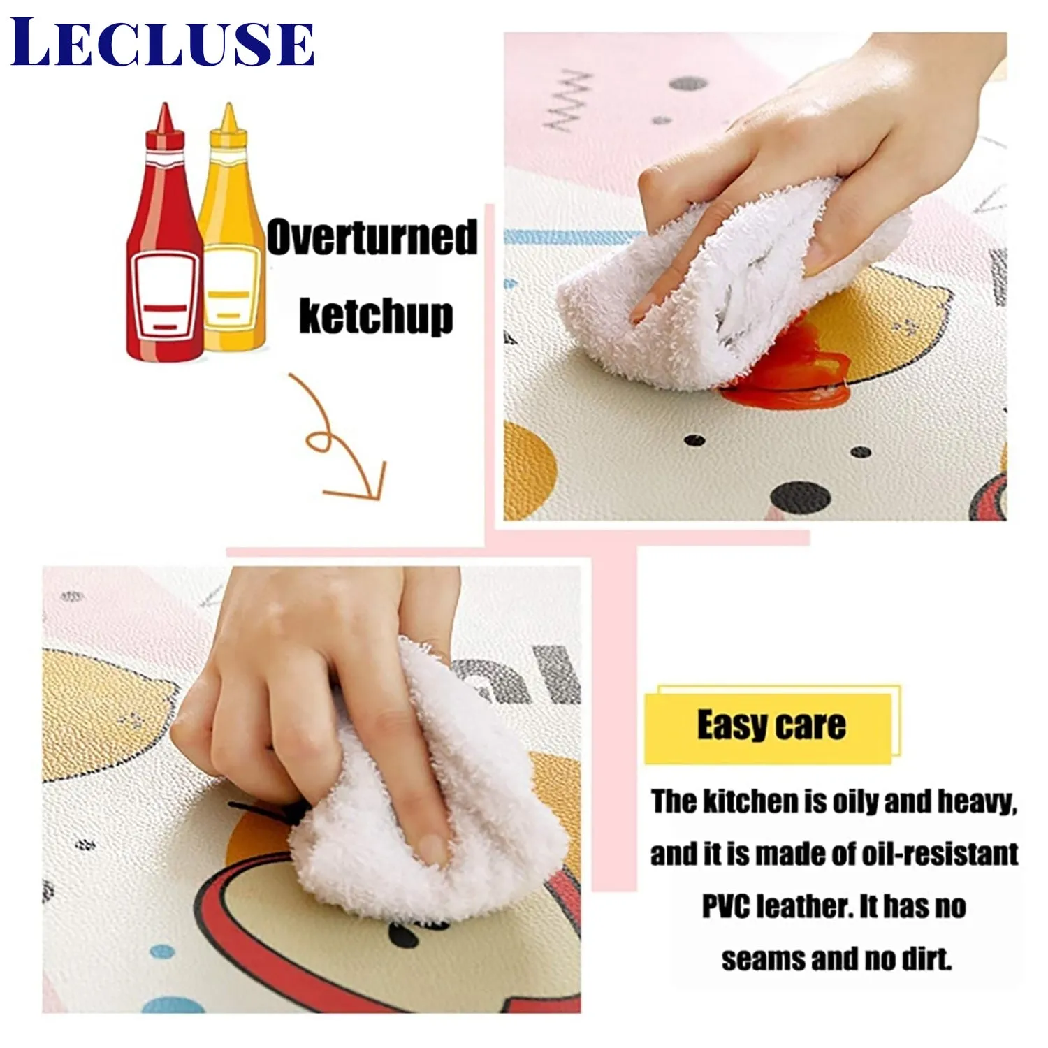Lecluse Kitchen Non-Slip Mat Home Floor Carpet Rug Waterproof Anti-Oil PVC