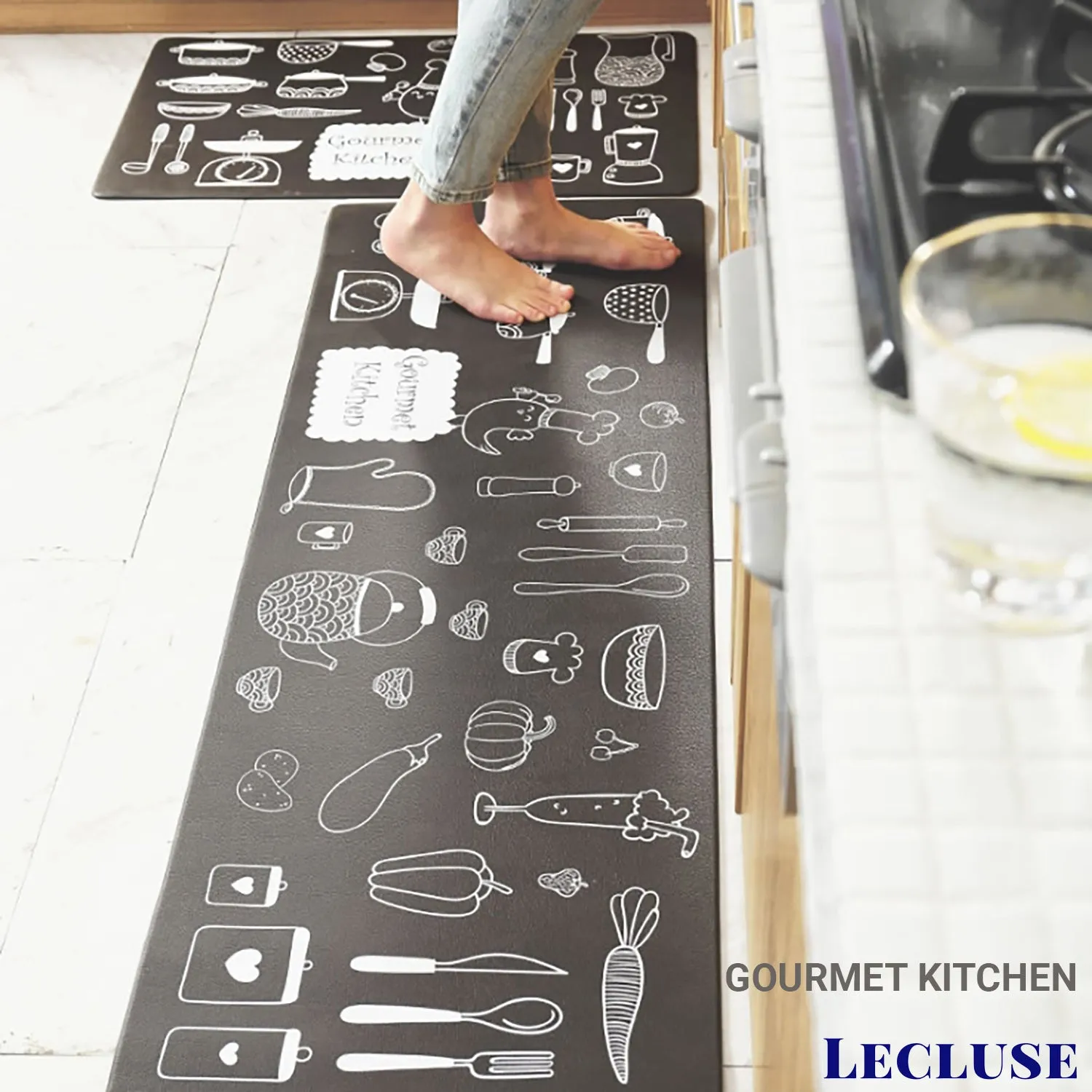 Lecluse Kitchen Non-Slip Mat Home Floor Carpet Rug Waterproof Anti-Oil PVC
