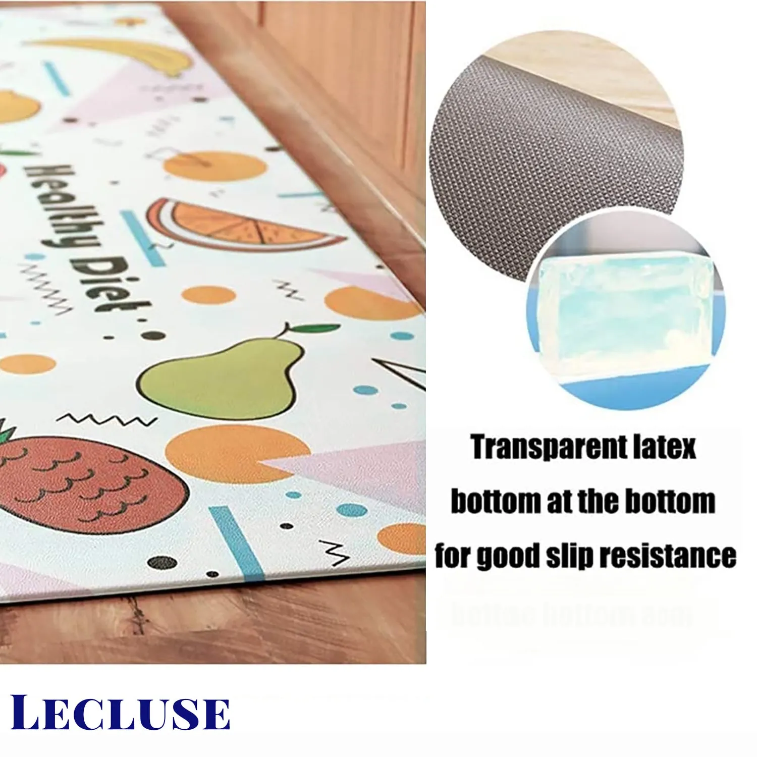 Lecluse Kitchen Non-Slip Mat Home Floor Carpet Rug Waterproof Anti-Oil PVC