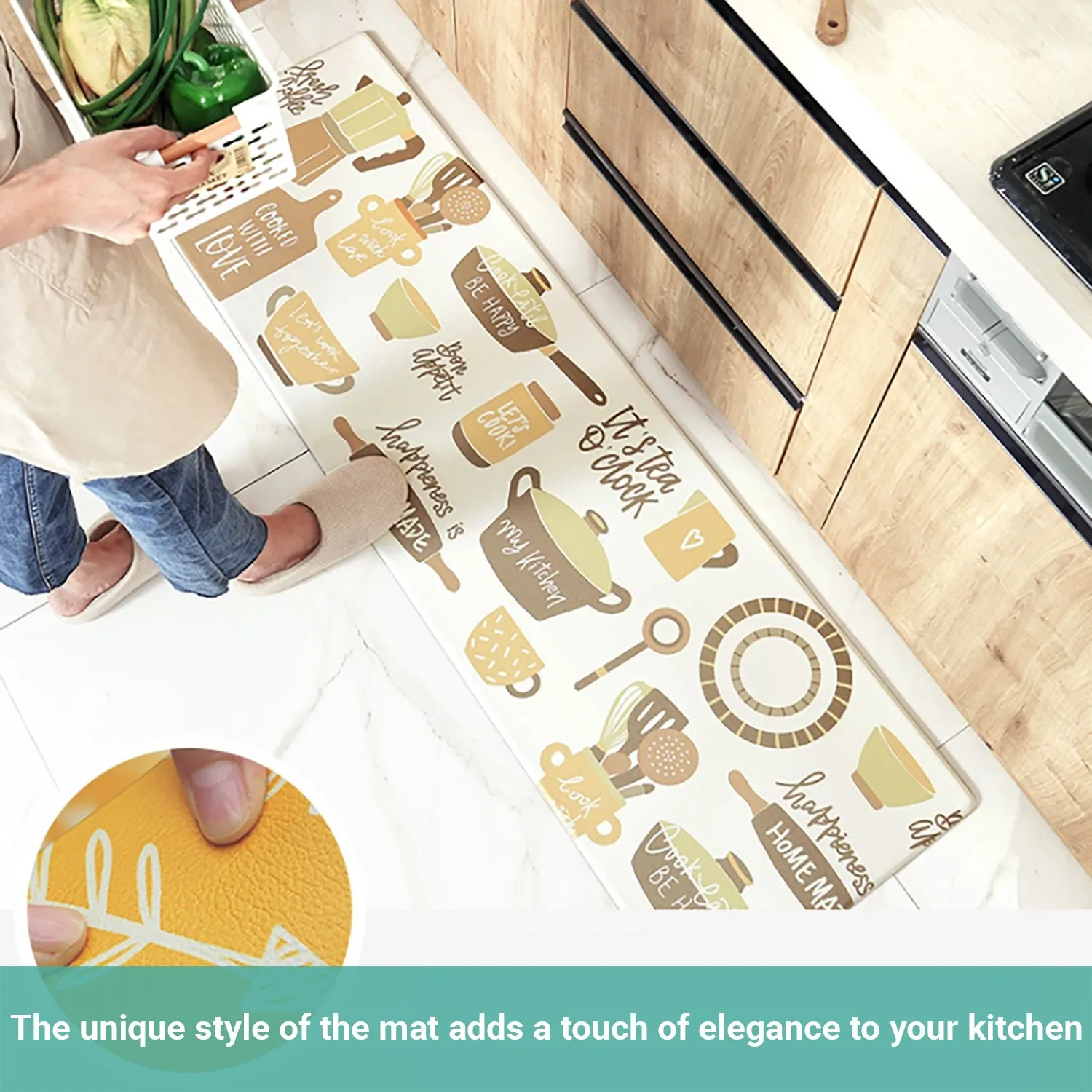 Lecluse Kitchen Non-Slip Mat Home Floor Carpet Rug Waterproof Anti-Oil PVC