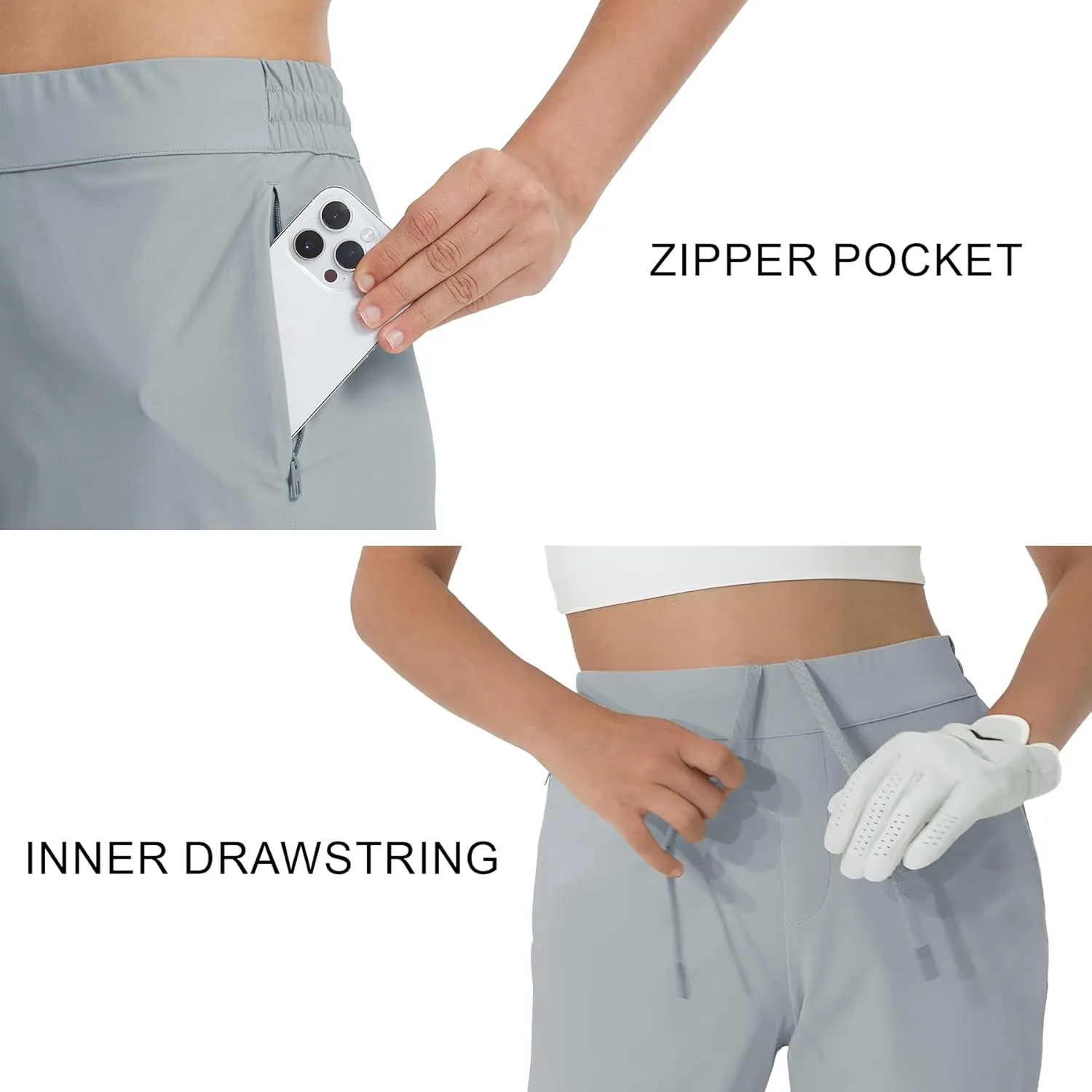 M MAELREG Women's Golf Pants with Zip Pockets 7/8 Ankle Stretch Lightweight Sweatpants for Athletic Hiking Travel Work Lounge