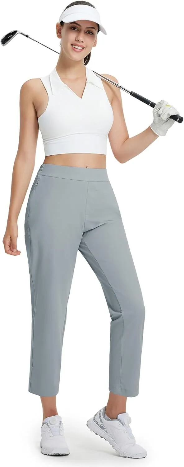 M MAELREG Women's Golf Pants with Zip Pockets 7/8 Ankle Stretch Lightweight Sweatpants for Athletic Hiking Travel Work Lounge