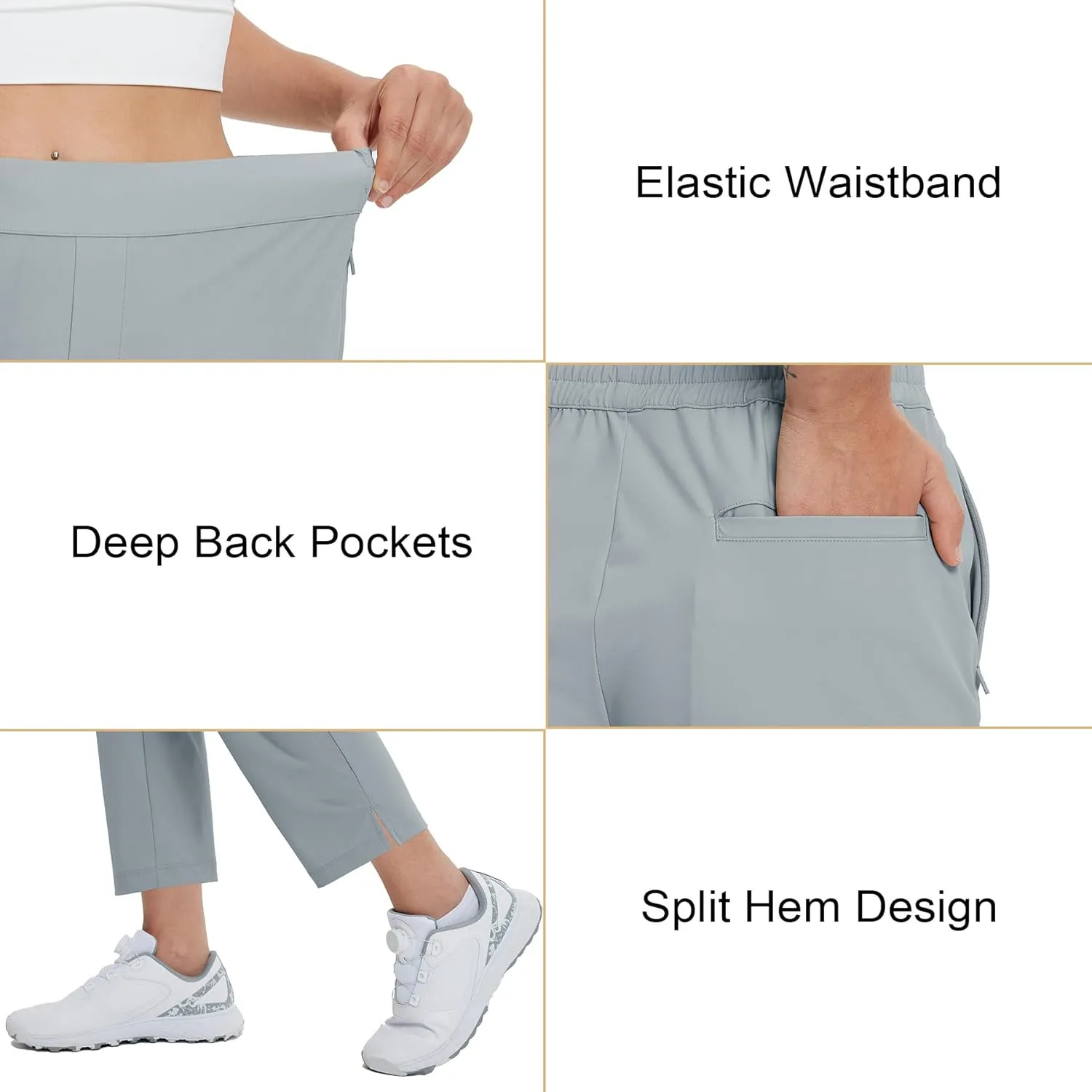 M MAELREG Women's Golf Pants with Zip Pockets 7/8 Ankle Stretch Lightweight Sweatpants for Athletic Hiking Travel Work Lounge