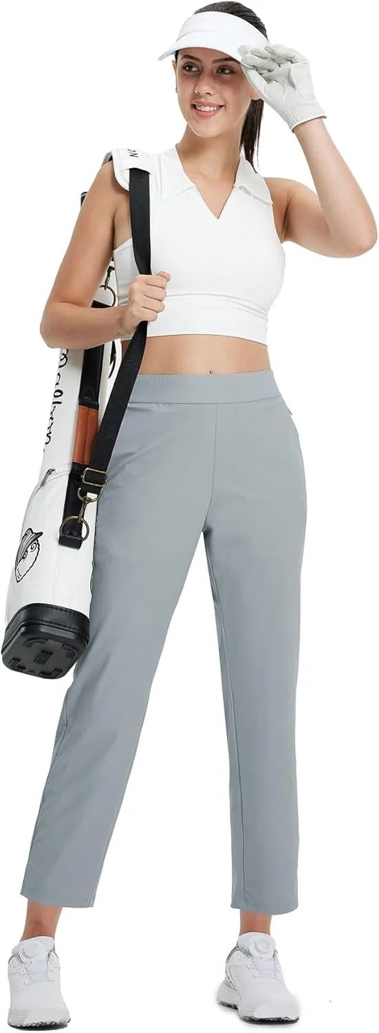 M MAELREG Women's Golf Pants with Zip Pockets 7/8 Ankle Stretch Lightweight Sweatpants for Athletic Hiking Travel Work Lounge