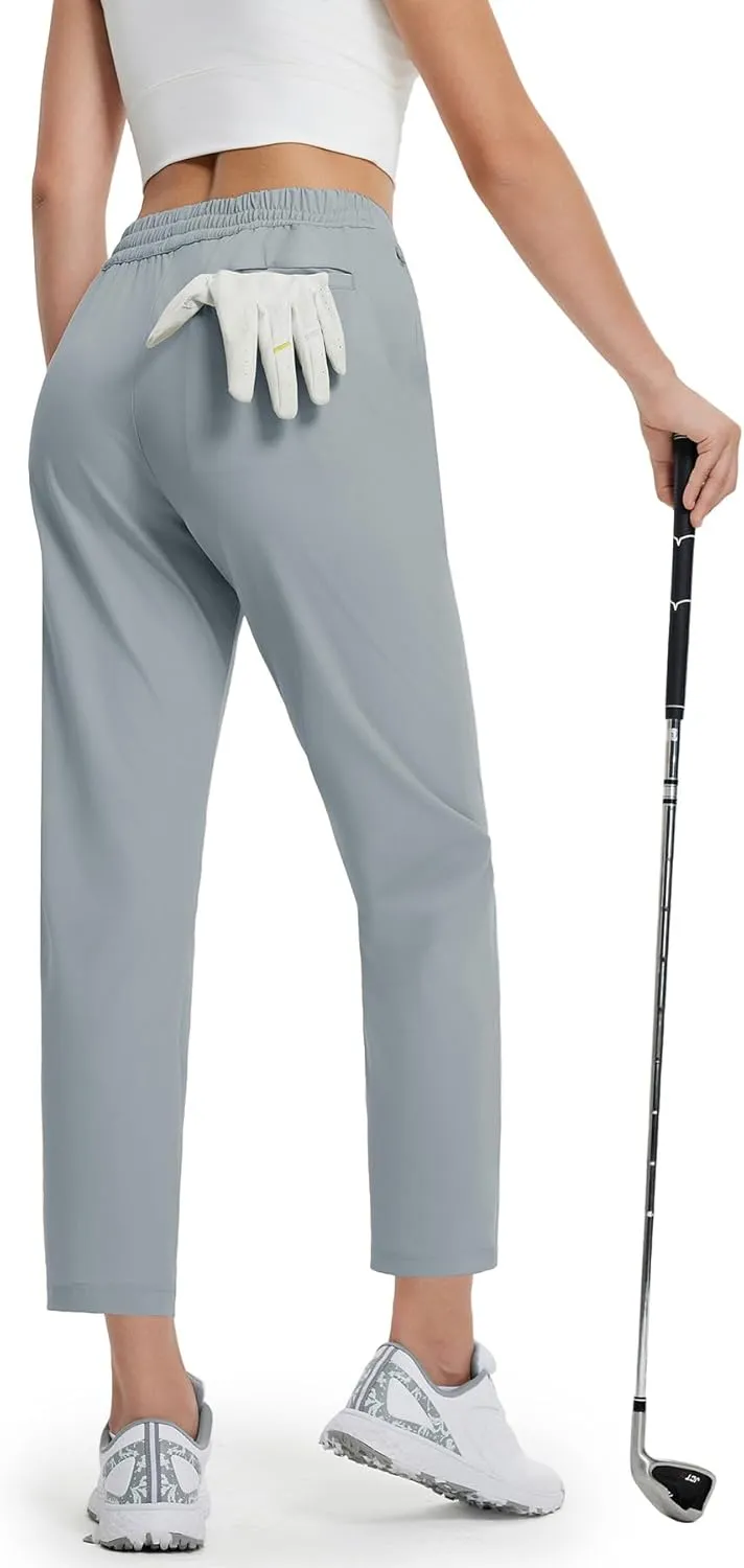 M MAELREG Women's Golf Pants with Zip Pockets 7/8 Ankle Stretch Lightweight Sweatpants for Athletic Hiking Travel Work Lounge