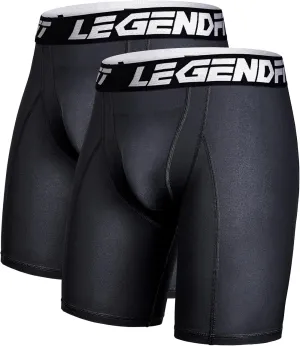 Men Baseball Football Straps Compression Underwear w/Cup Pocket(NO Cup) Protective Athletic Shorts - 2 Pack