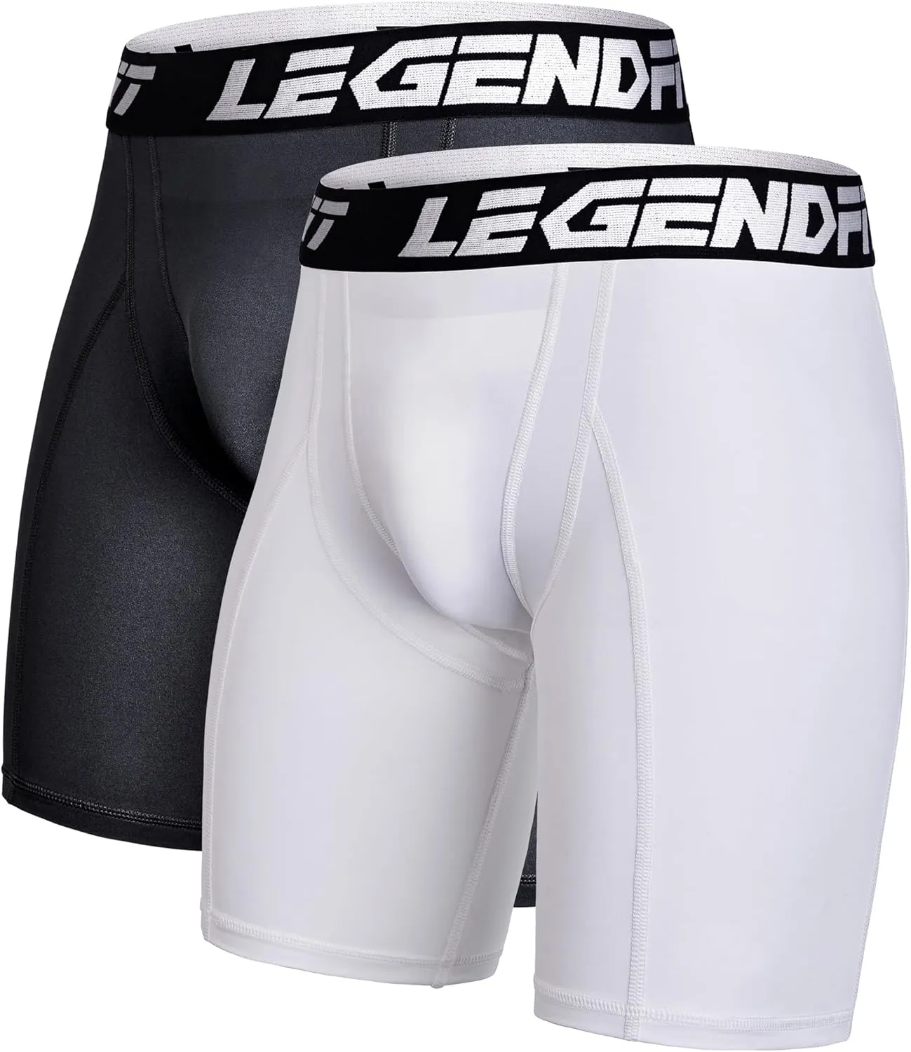 Men Baseball Football Straps Compression Underwear w/Cup Pocket(NO Cup) Protective Athletic Shorts - 2 Pack