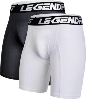 Men Baseball Football Straps Compression Underwear w/Cup Pocket(NO Cup) Protective Athletic Shorts - 2 Pack