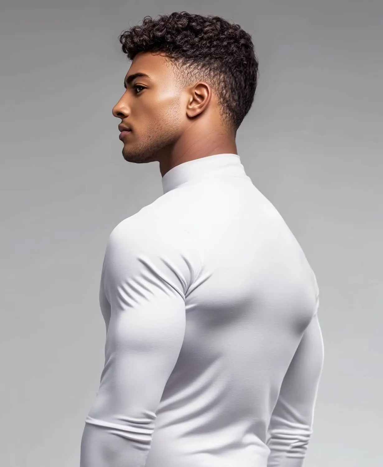 Mens Mock Turtleneck Long Sleeve Shirts, High Neck Thermal Base Layer