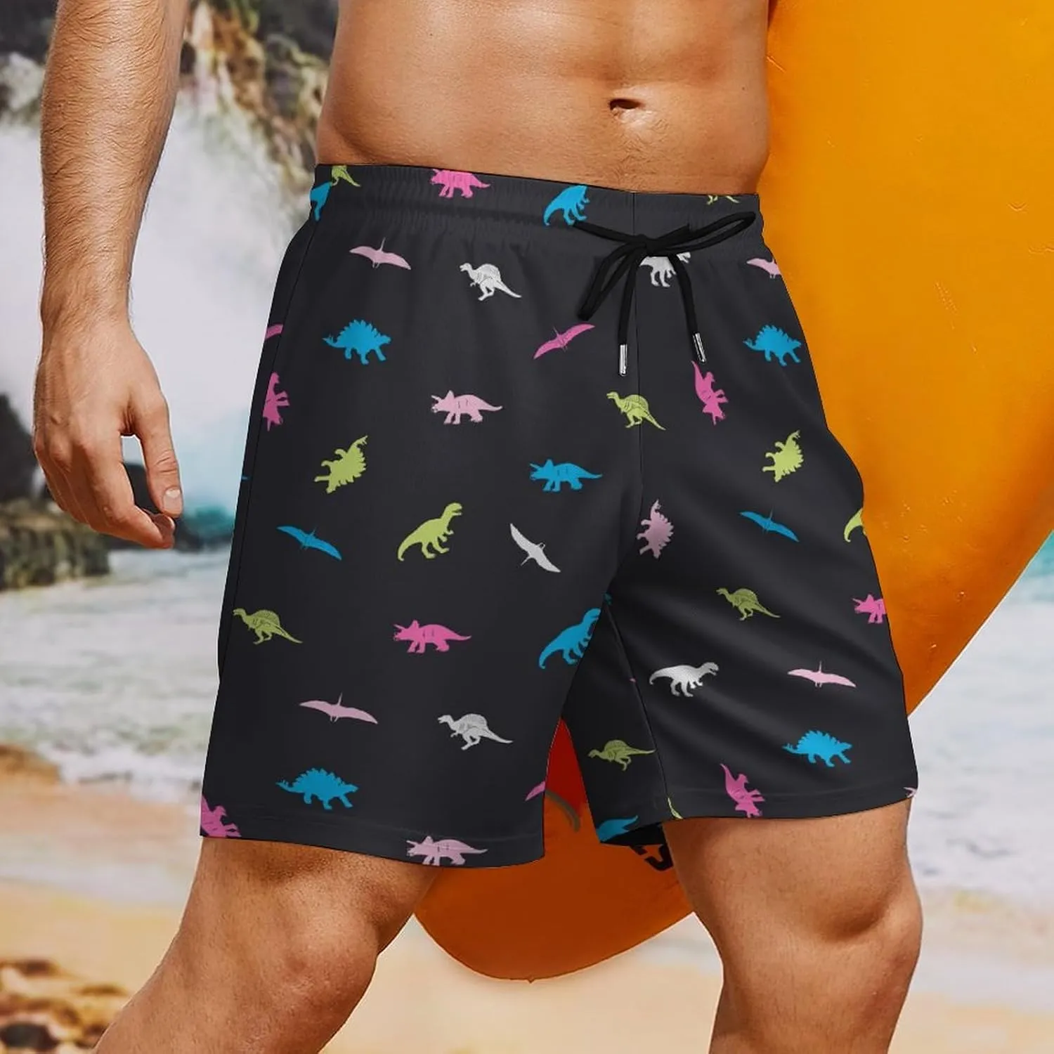 Men's Quick-Dry Swimming Trunks 7 Inch with Compression Liner 2 in 1 Beach Swim Board Shorts with Pockets
