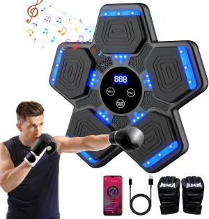 Music Boxing Machine for Adults and Kids,Bluetooth Smart Music Punching Machine with Boxing Gloves,5 Speed Mode Counting Boxing Wall Mount Machine,Boxing Workout Equipment Target for Home,Gym