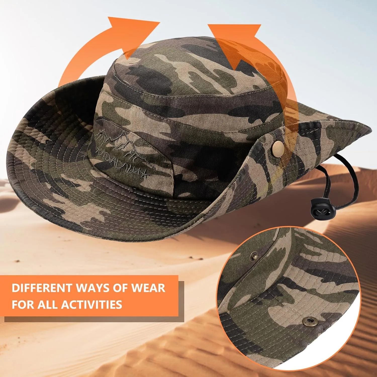 Obling Sun Hat for Men Women, Fishing Hat UPF 50 Wide Brim Bucket Hat Safari Boonie Hat