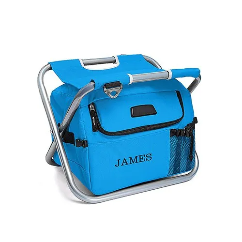 Personalized Sky Blue Folding Cooler Chair