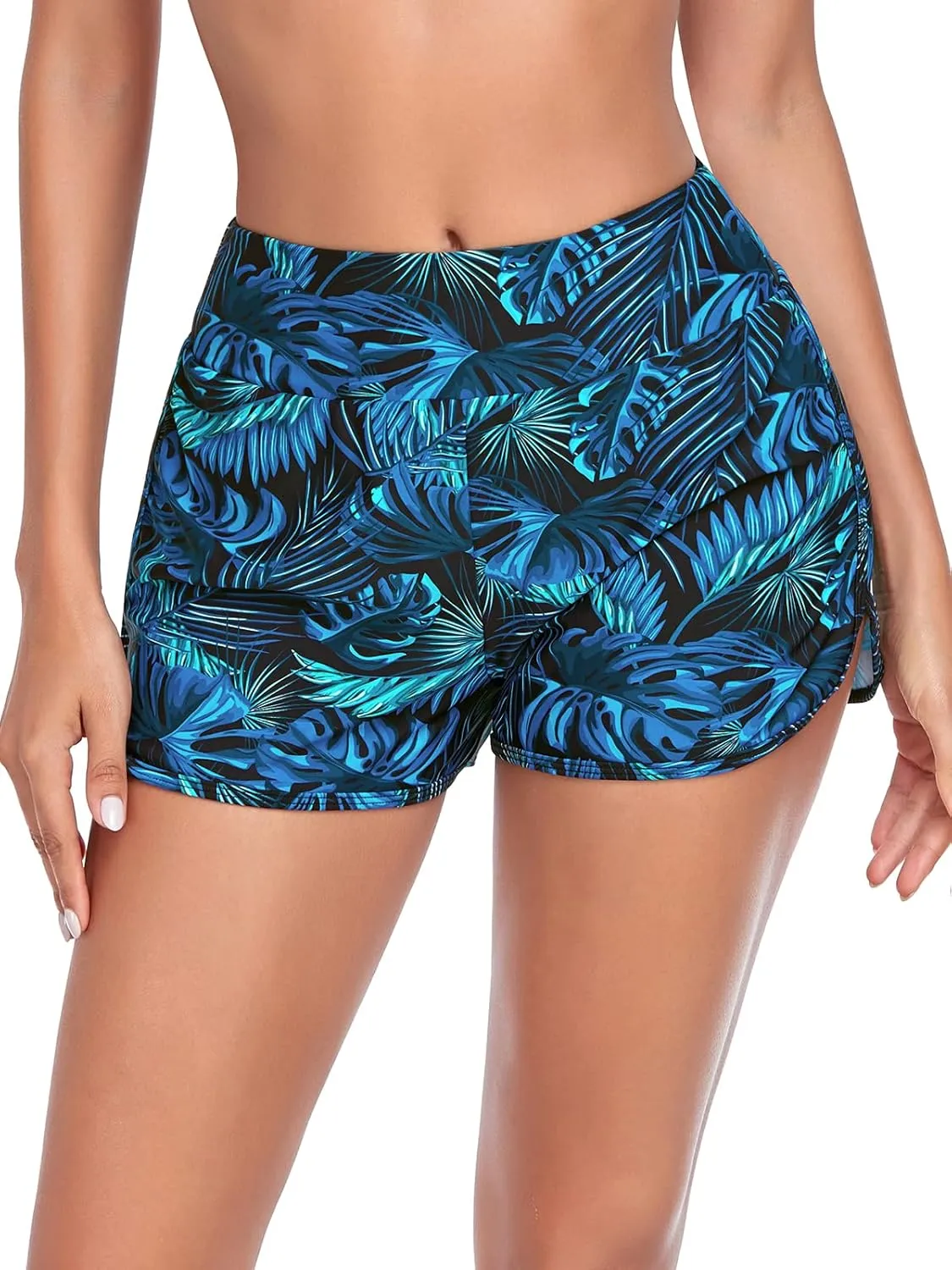 RELLECIGA Women's Board Shorts High Waisted Tummy Control Built-in Swim Shorts