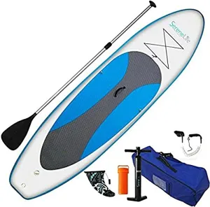SereneLife Inflatable Stand Up Paddle Board with Premium SUP Accessories  Wide Stable Design with Non-Slip EVA Deck Pad for Adults and Youth of All Skill Levels, 350 lbs Capacity