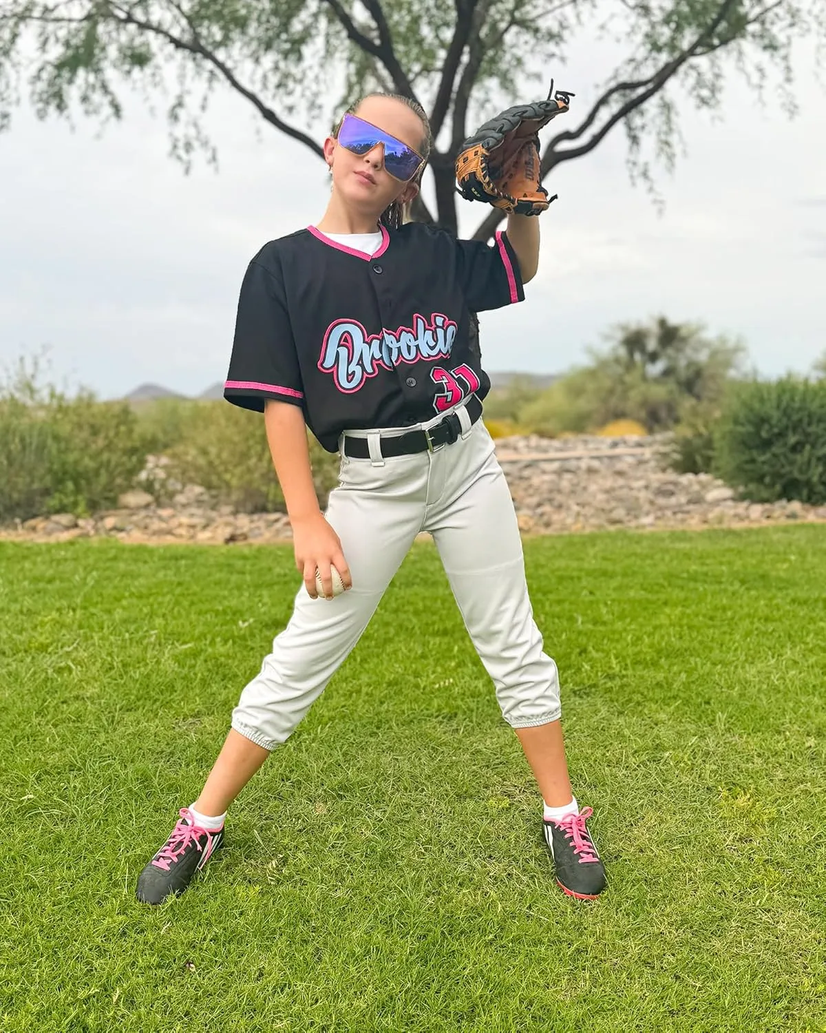 Stelle Girls' Softball Pants Youth Kids Baseball Pants Fastpitch Pants with Pockets Boys Tee Ball