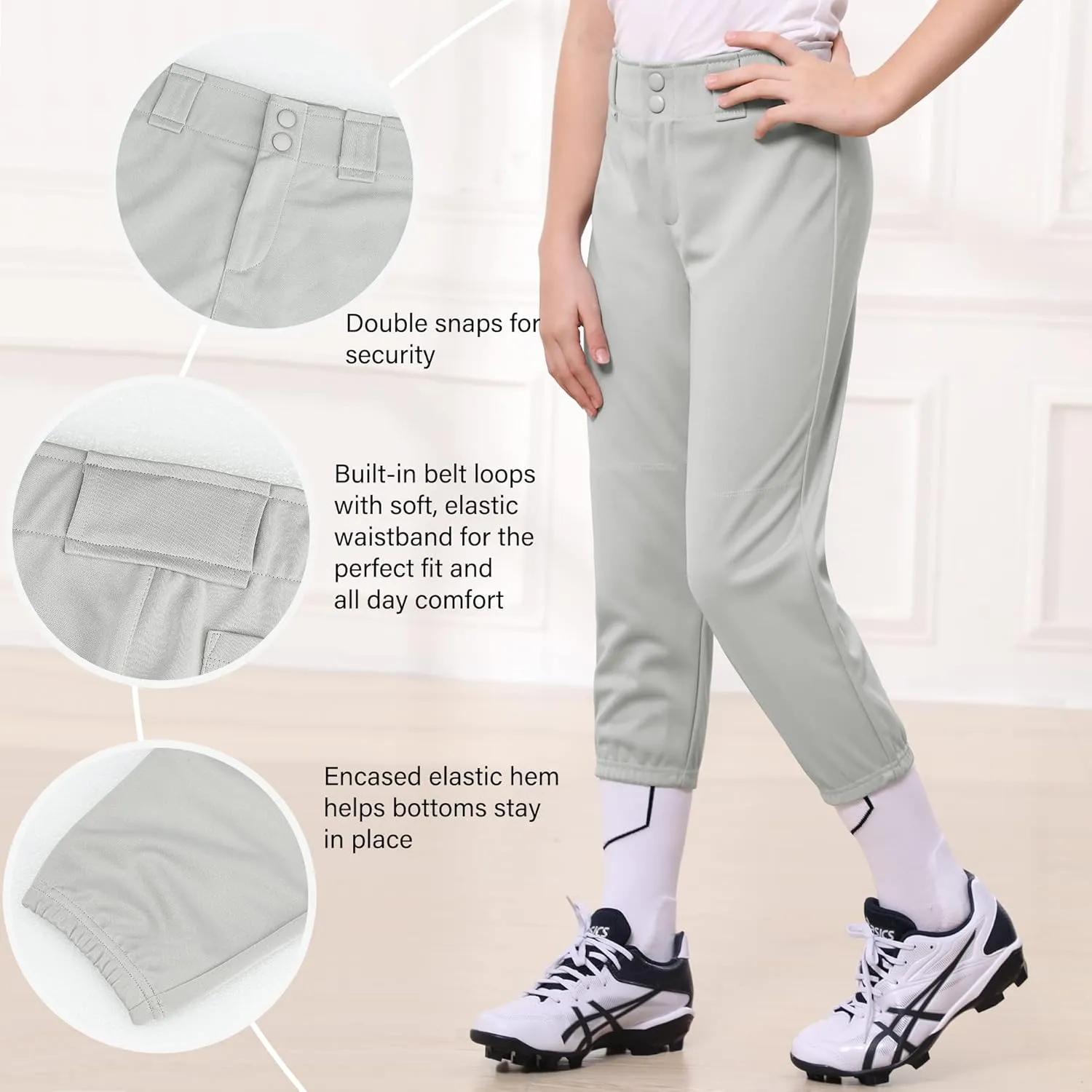 Stelle Girls' Softball Pants Youth Kids Baseball Pants Fastpitch Pants with Pockets Boys Tee Ball