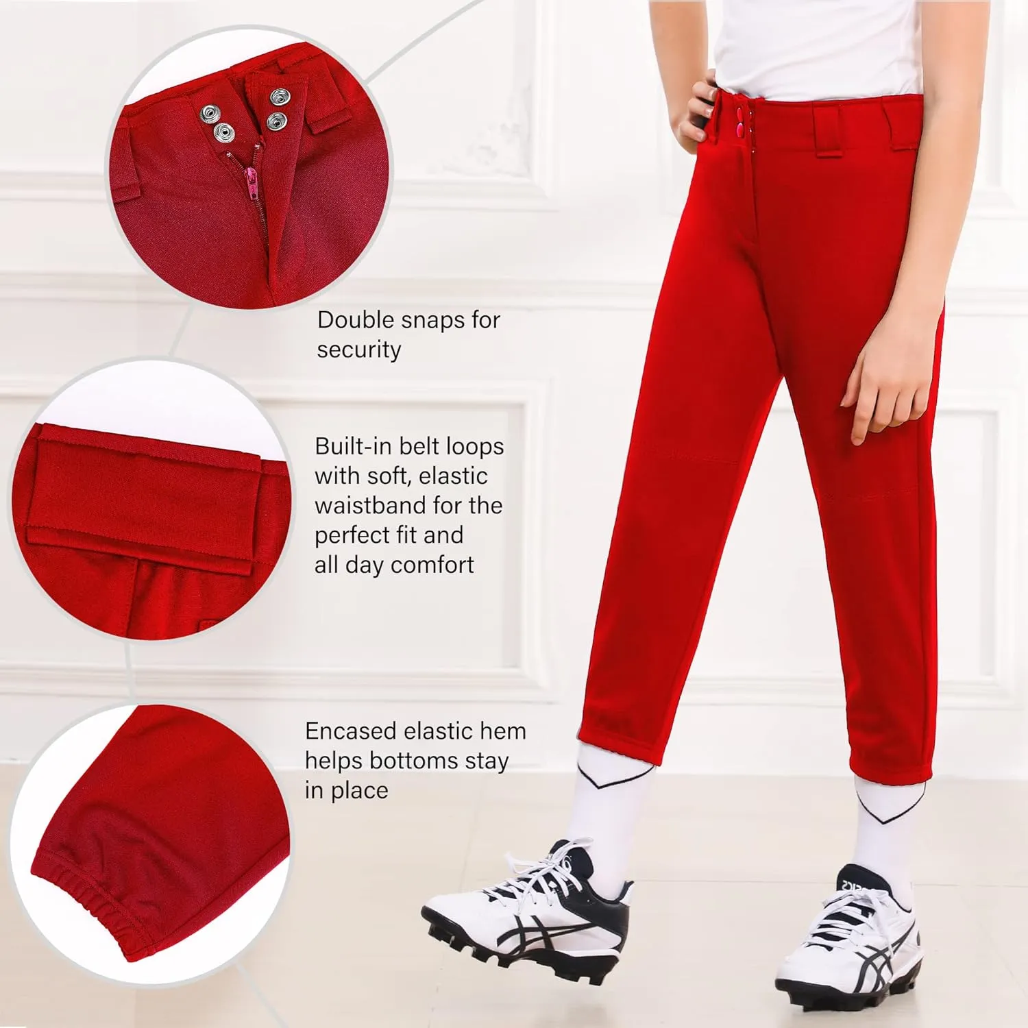 Stelle Girls' Softball Pants Youth Kids Baseball Pants Fastpitch Pants with Pockets Boys Tee Ball