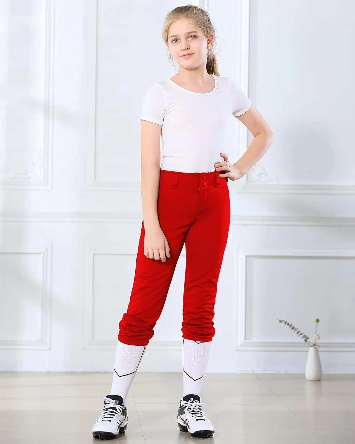 Stelle Girls' Softball Pants Youth Kids Baseball Pants Fastpitch Pants with Pockets Boys Tee Ball