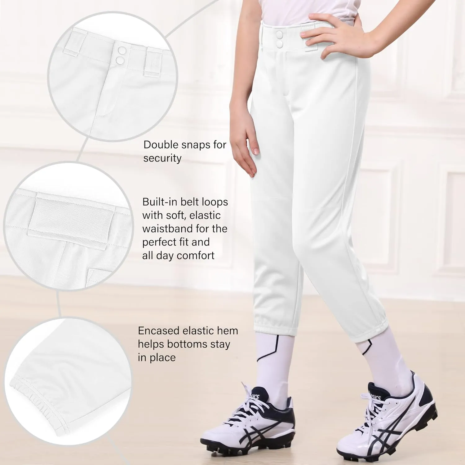 Stelle Girls' Softball Pants Youth Kids Baseball Pants Fastpitch Pants with Pockets Boys Tee Ball