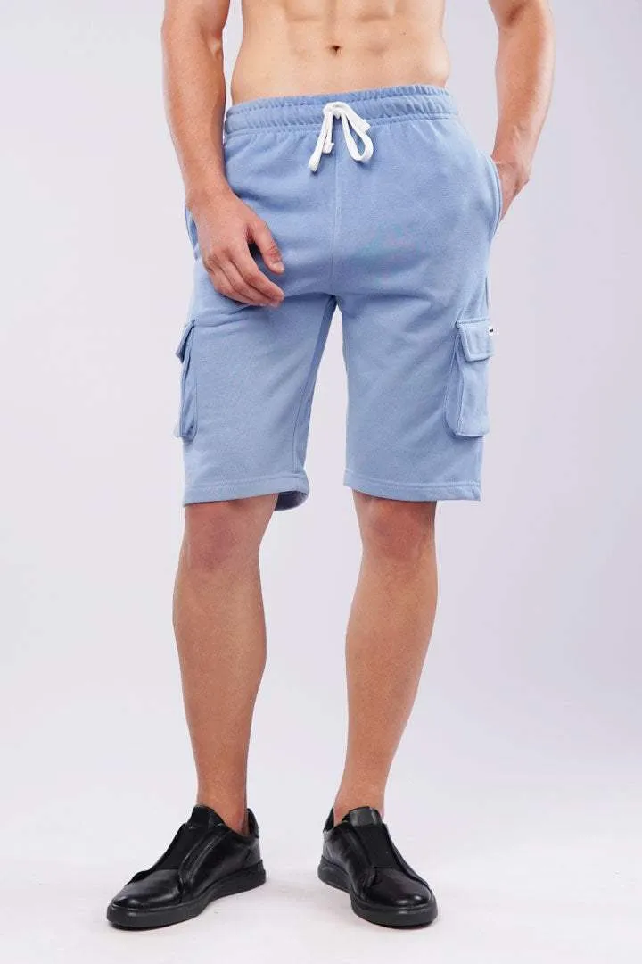 Terry Cargo Shorts - Light Blue