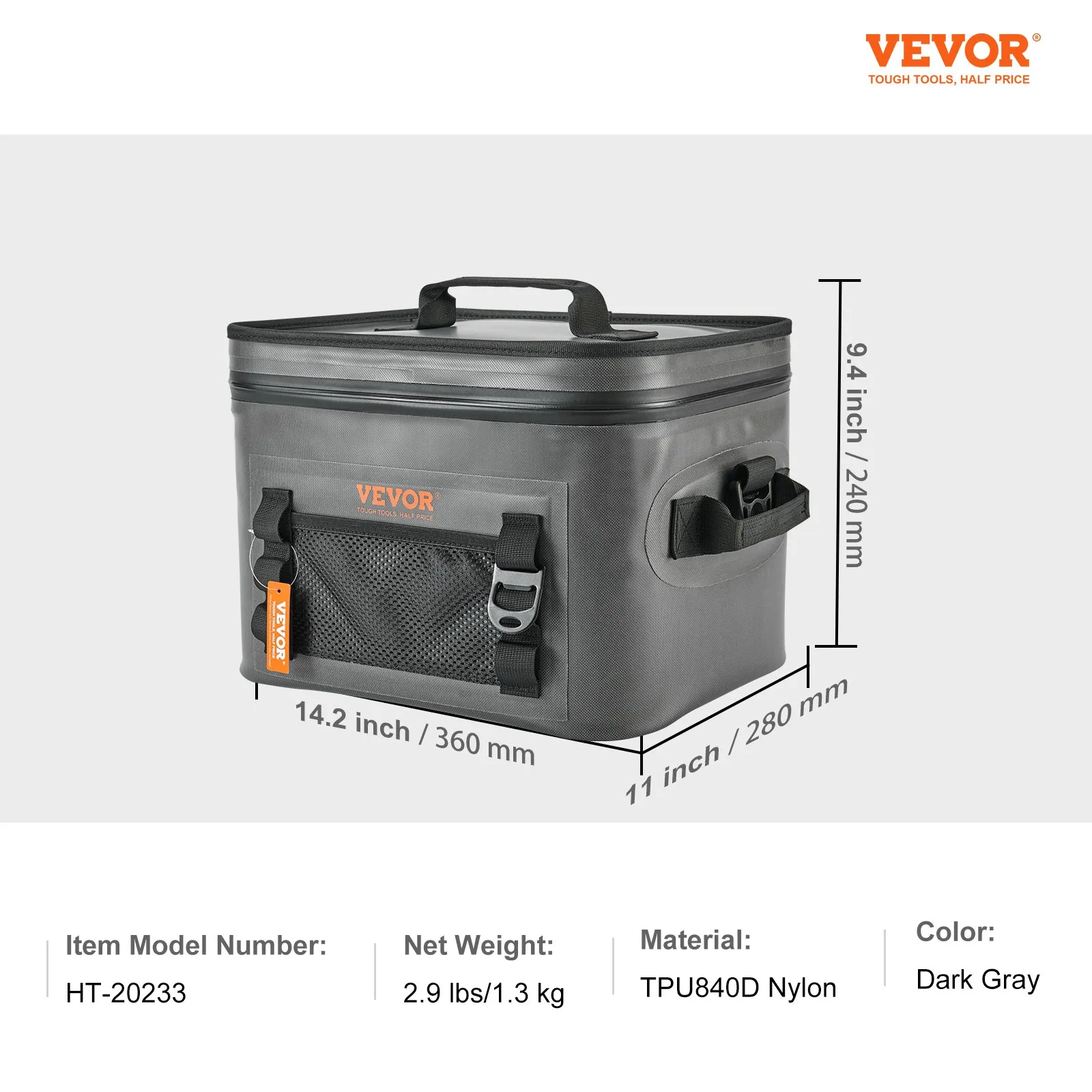 VEVOR Soft Cooler Bag, 16 Cans Leakproof, Waterproof Soft Cooler Insulated Bag