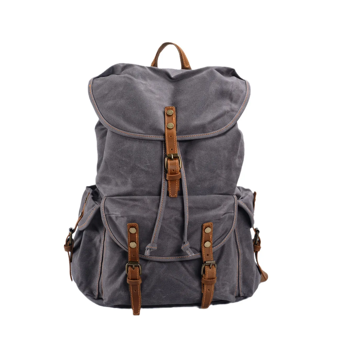 Vintage Waxed Canvas Backpack for School Outdoor