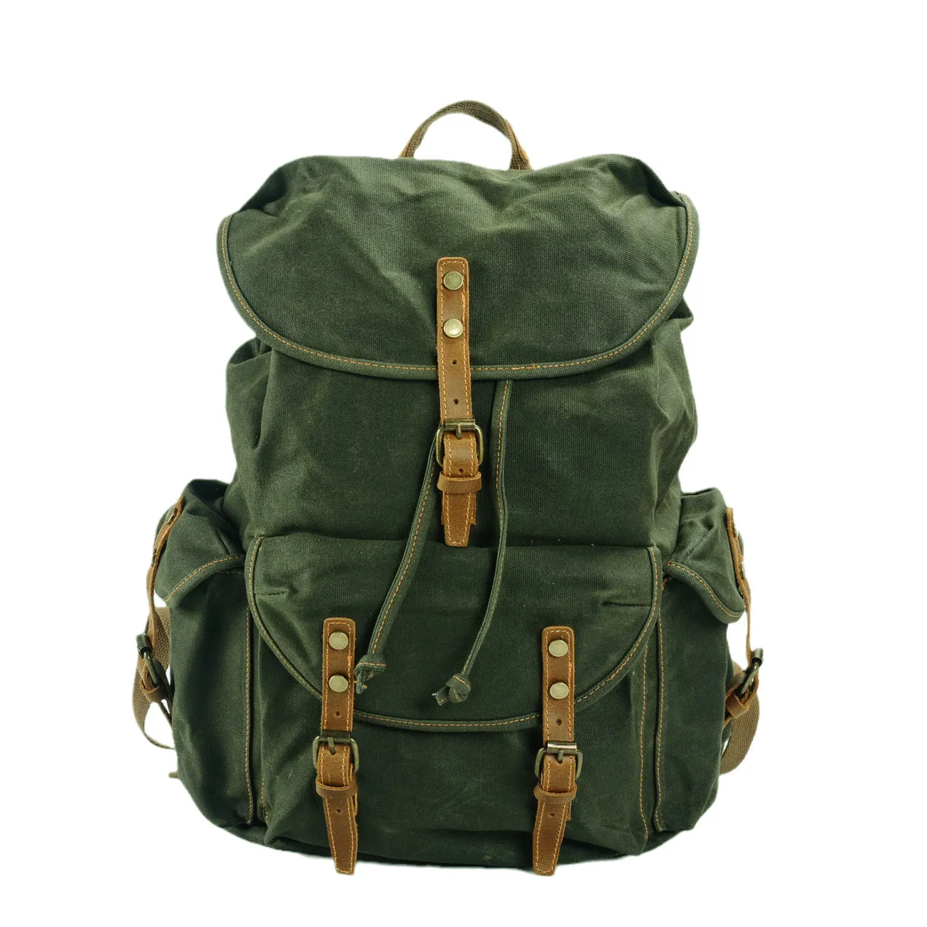 Vintage Waxed Canvas Backpack for School Outdoor