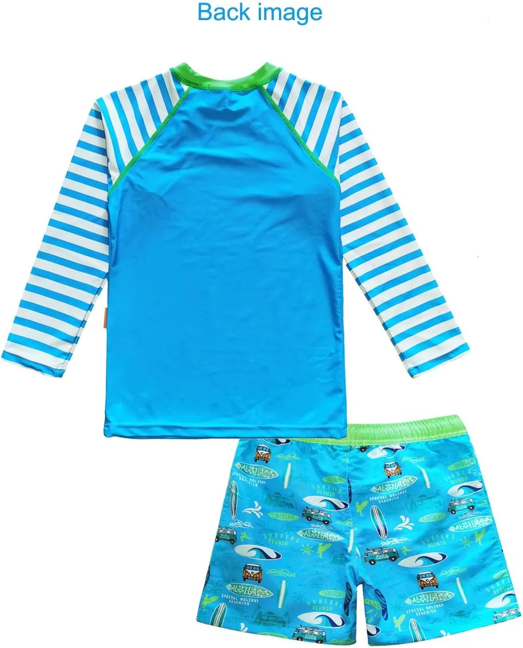 weVSwe Toddler Boys UPF 50  2PC Rash Guard Set Swim Trunks Long Sleeve Swimsuits