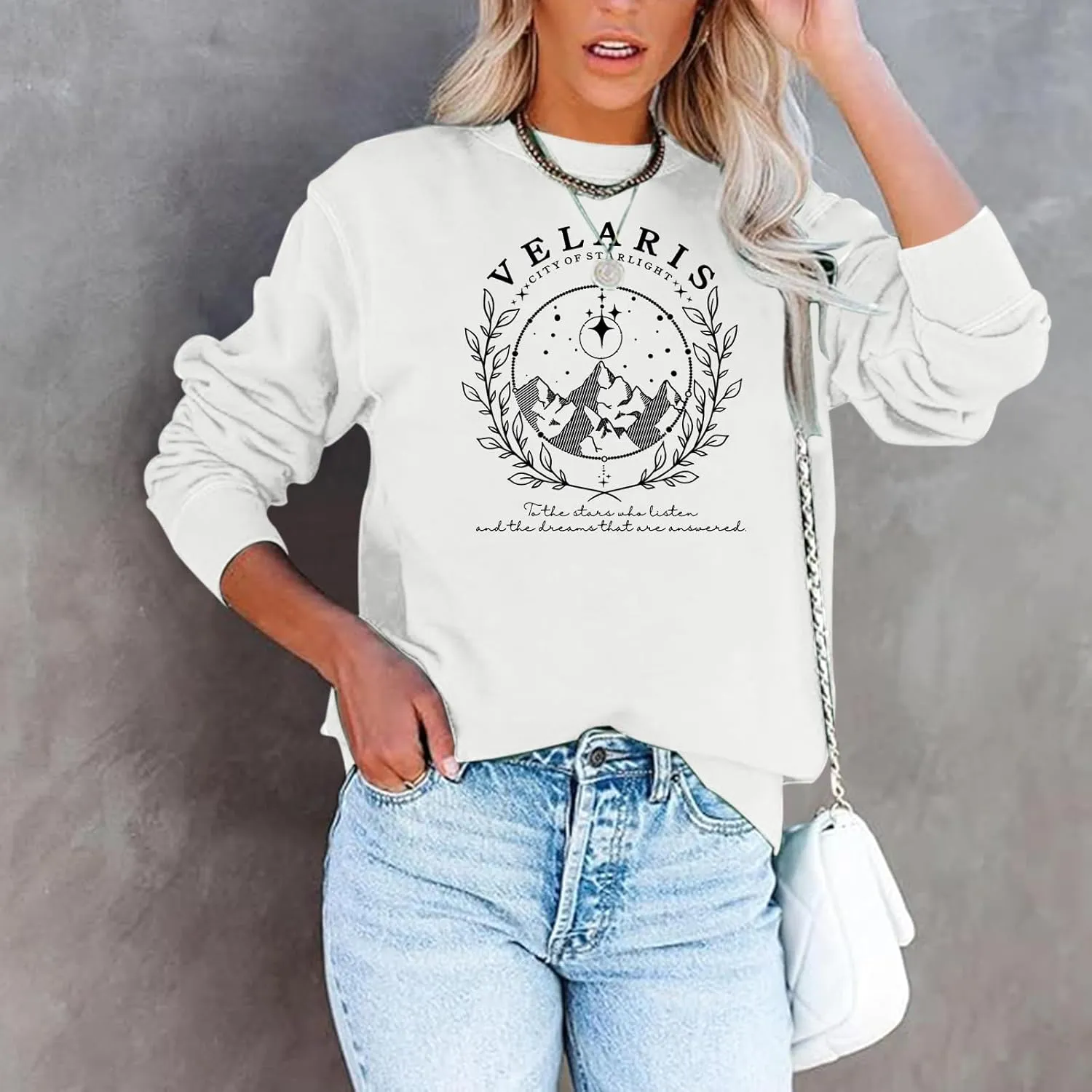 Womens City Of Starlight Night Court Sweatshirt Thorns and Roses Book Lover Gift Shirt Vintage Graphic Pullover Tops