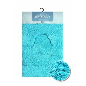 Zero Twist Bath Mat 2 Piece Set - Aqua