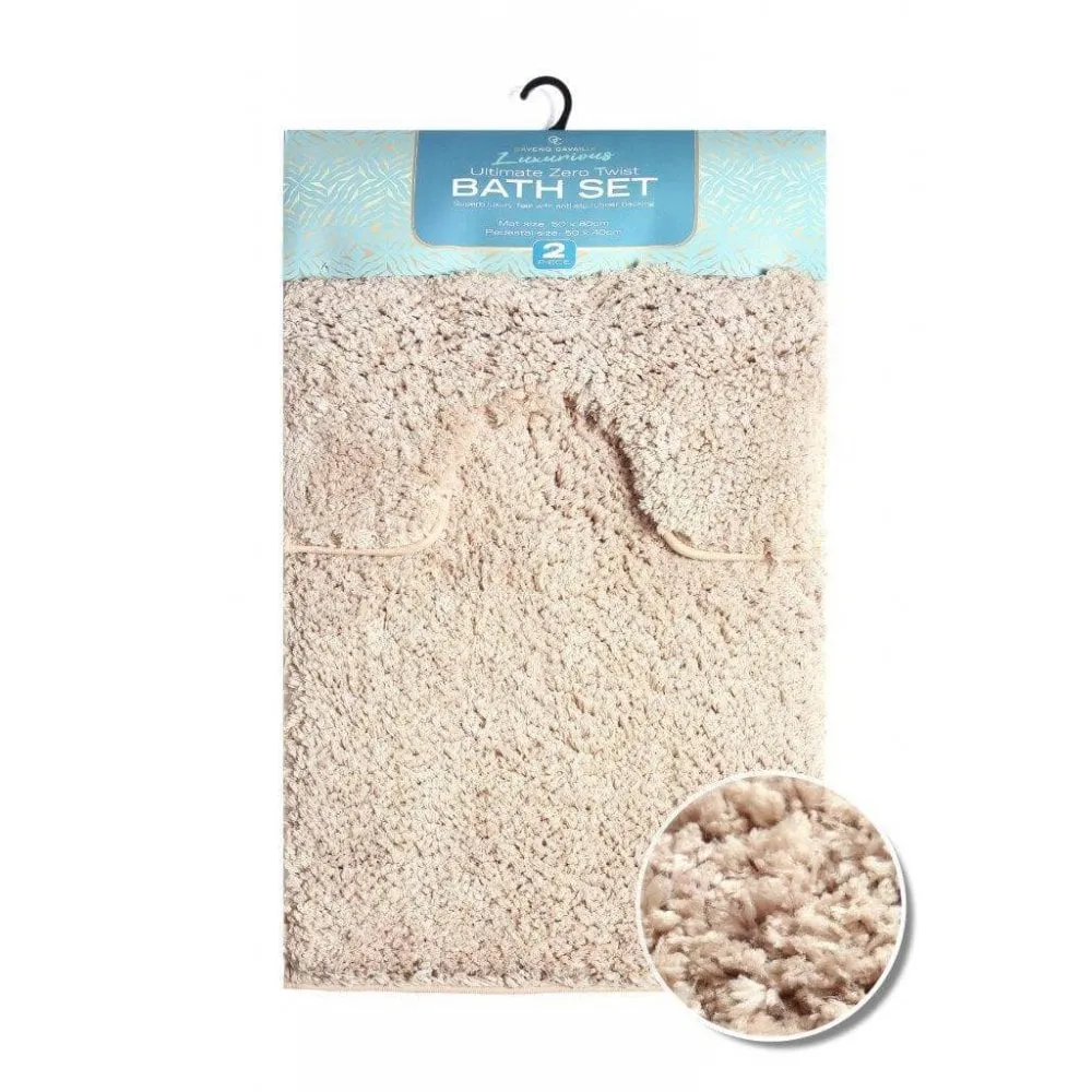 Zero Twist Bath Mat 2 Piece Set - Natural